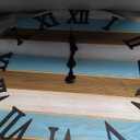 Blue Office Wall Clock Wood Solid Extra Large Wall Clocks Battery Operated 24 Inch Rustic Wall Clock Silent Non Ticking