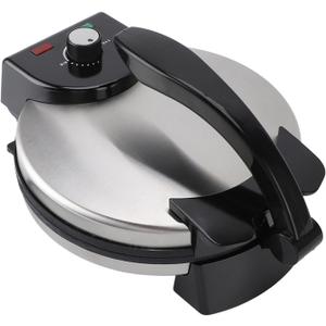 Luqeeg Electric Tortilla Press, Anti Stick Electric Roti Maker Machine Pizza Machine with 10in Knob Temperature Control & Stainless Steel Cover for Cooking