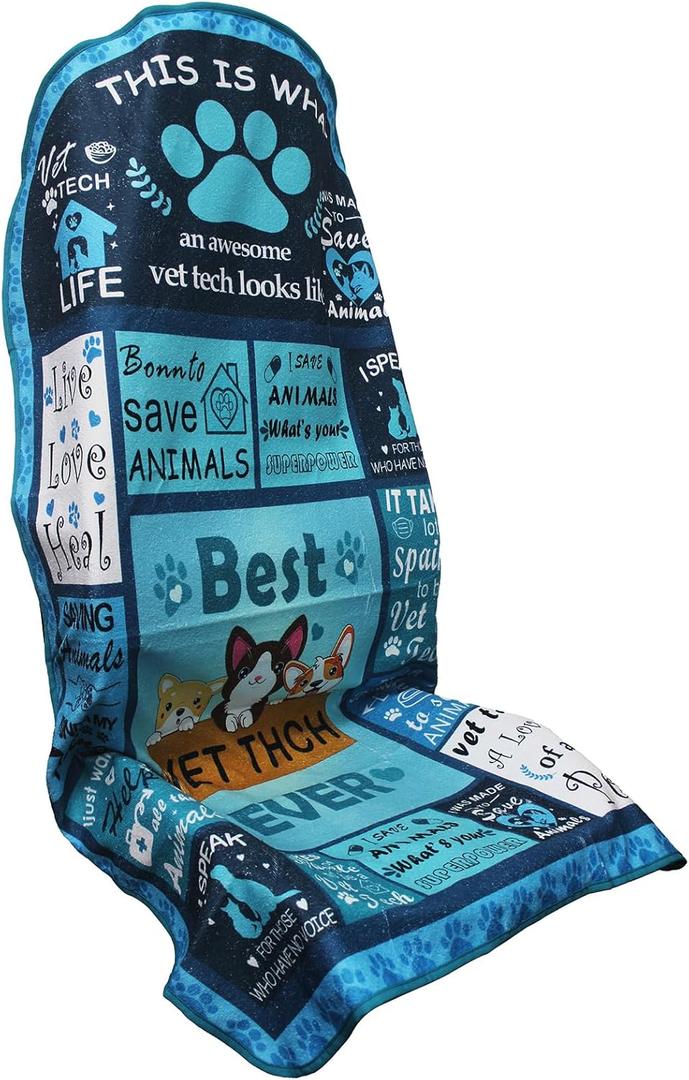 Waterproof Car Seat Cover for Front Seats, Protector for Cars SUVs Trucks, Sweat Towel Seat Covers Bucket for Gym, Workout, Beach, Hiking, Running (Vet Tech Gift, 1PC)