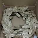 Gold Christmas Wreath 1820 Inch Artificial Glitter Christmas Wreath Golden Bay Leaves Wreaths Holiday Gold Laurel Leaves Decor for Front Door Wall Mantle Xmas Party Holiday Decoration - Champagne