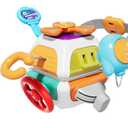 10-in-1 Montessori Busy Board for 1 Year Old - Toddler Toys 1-2 Years with Car Steering Wheel & Keys, Car Travel Toys for Toddlers 1-3, Sensory Activity Cube, Birthday Gifts Baby Boys Girls