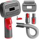 2-in-1 Pet Grooming Kit – Compatible with Dyson V7 V8 V10 V11 V15, Dog Hair Vacuum Attachment, Self-Cleaning Brush Removes Hair, Dander & Undercoat, Extended Hose & Trigger Lock