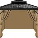 slashome 12'x12' Gazebo Curtains Outdoor Waterproof, Khaki Universal Replacement Curtain 4-Panels, Sidewalls with Zipper for Garden, Patio, Yard (Only Curtains)