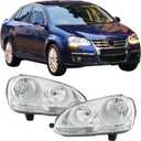 Left and Right Headlight Assembly Replacement for 2006-2009 GTI/Rabbit, 2005-2010 Jetta Headlamps Set Driver and Passenger Side 1K6941005S 1K6941006S