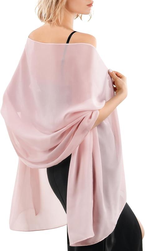FURTALK Chiffon Shawl Wraps for Women Evening Dresses Soft Scarf Formal Wedding Bridal Scarves, Pink