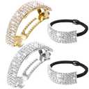 Rhinestone Barrette Glitter Hair Tie Metal Spring Bling Hair Clip Crystal Ponytail Holder Headband Christmas Gift Women Wedding Accessories Birthday Mother's Valentine's Day