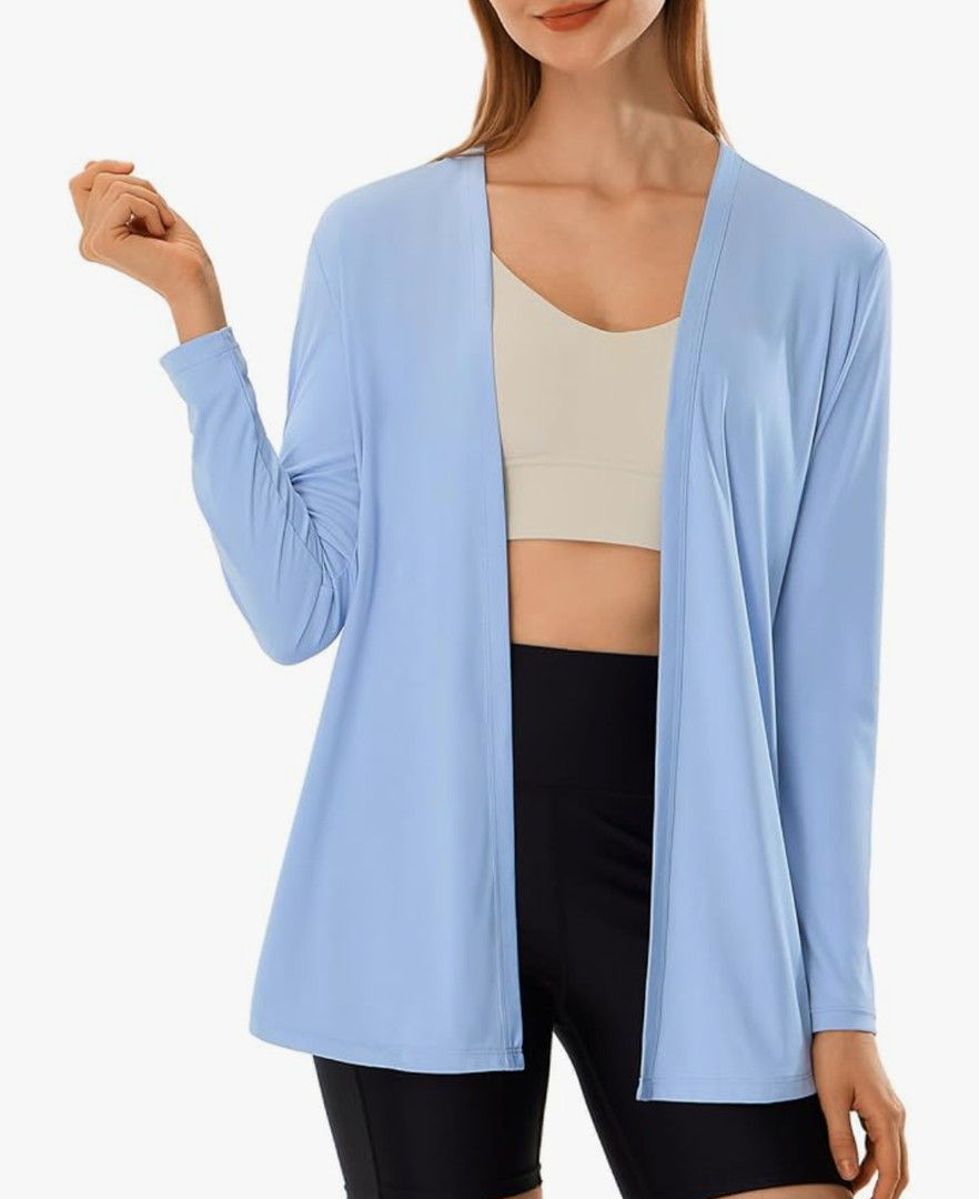HODOSPORTS Women’s UPF 50+ Rash Guard Cardigan UV Sun Protection Shirts with Pockets Swim Cover Up Long Sleeve Lightweight Size XL