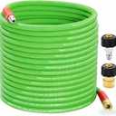 PWACCS Pressure Washer Hose 50 FT, 3/8" Kink Resistant Power Washer Hose Steel Braided Quick Connect with M22 14 Fittings for Cold/Hot Water, 4000 PSI