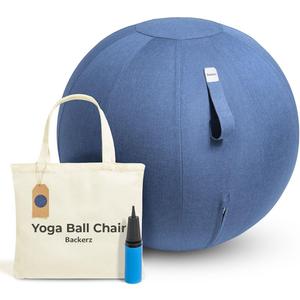 Balance Ball Chair for Office & Home - Ergonomic Exercise Ball for Posture & Back Pain Relief, Yoga Ball Chair - Sitting Ball with Washable Linen Cover
