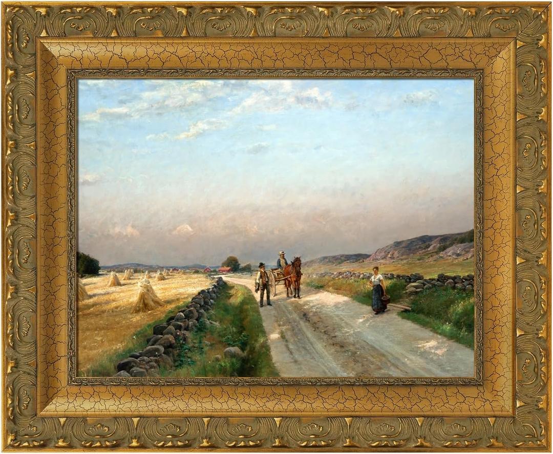 Retro Canvas Frame for 30x40 Italian Renaissance Paintings, DIY 2.8" Wooden Art Frame Gallery Wall Art Vintage Rustic Home Office Museum Library Book Shop Decor, No Glass & Back (Gold)