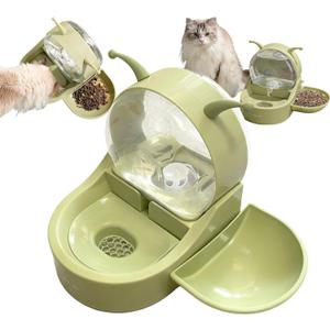 Automatic Gravity Water Fountain for Cat, RABIT & Small Dogs Ultra-Quiet Slow Auto-Refill Waterer Dispenser Station with Snack Bowl & Multi-Layer Filter - Snail Shape, BPA-Free, Spill Prove