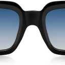 SOJOS Trendy Retro Rectangle Polarized Sunglasses Men 90s Vintage Square Womens Sunnies Shades SJ2388 (Black Frame Blue Grading Lens)