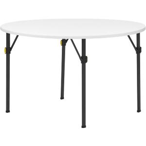 Living and More 4ft Bi-Fold Round Folding Table, Banquet and Event Folding Table with Carrying Handle, White