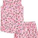 MyFav Big Girls Sleeveless Pajama Sets Cute Panda Polka Dot Sleepwear Loungewear