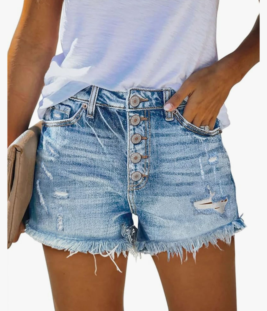 Levi Jean Shorts for Women Cut Off Denim Short High Waisted Summer Shorts Ripped, Size W33