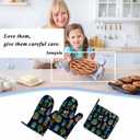 Cactus Oven Mitts and Pot Holders Sets Succulents Potted Plant Garden Nature Heat Resistant 3pcs for Cooking Baking BBQ