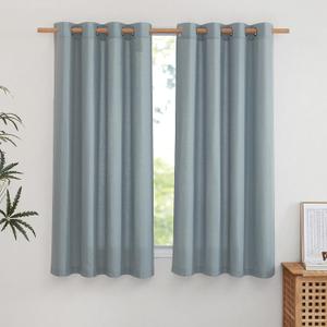 NICETOWN Linen Stone Blue Curtains 63 inch Length, Grommet Top Casual Semi Sheer Privacy Window Drapes with Light Penetration for Beach House/Bedroom, W55 x L63, 2 Panels