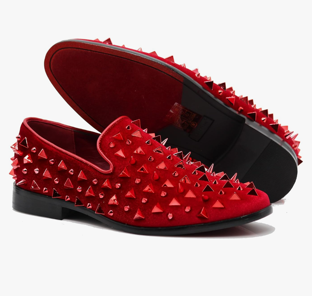 SPK16 Men's Vintage Spike Dress Loafers Slip On Fashion Shoes Classic Tuxedo Dress Shoes
, Size 8.5