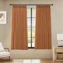 LIMON HOME Burnt Orange Linen Curtains 63 Inch Length 2 Panels for Living Room,Soft Thick Linen Textured Kitchen Window Drapes Semi Sheer Light Filtering Terracotta Pinch Pleated Boho Decor