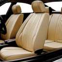5 Pieces LB Front and Rear Car Seat Covers, Waterproof Nappa Leather Full Set Car Seat Protectors, Universal Auto Interior Fit for Sedans SUV Pick-up Truck, Beige
