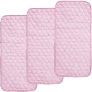 BlueSnail Quilted Thicker Waterproof Changing Pad Liners,3 Count(Pink 13” x 27”)