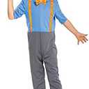 Blippi Costume for Kids, Official Blippi Jumpsuit Outfit with Hat and Bowtie, Classic Toddler Size 12 , 24 M