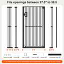 Jekriuet 57" Extra Tall Pet Gate, 27.5"-38.5" Wide, Black