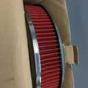 High Flow 14"x3" Round Air Cleaner filter Kit Compatible with GMC Chevy Ford Chrysler Dodge V8 with Flow-Thru Lid Caburetor 5-1/8" Carb Neck Red Chrome
