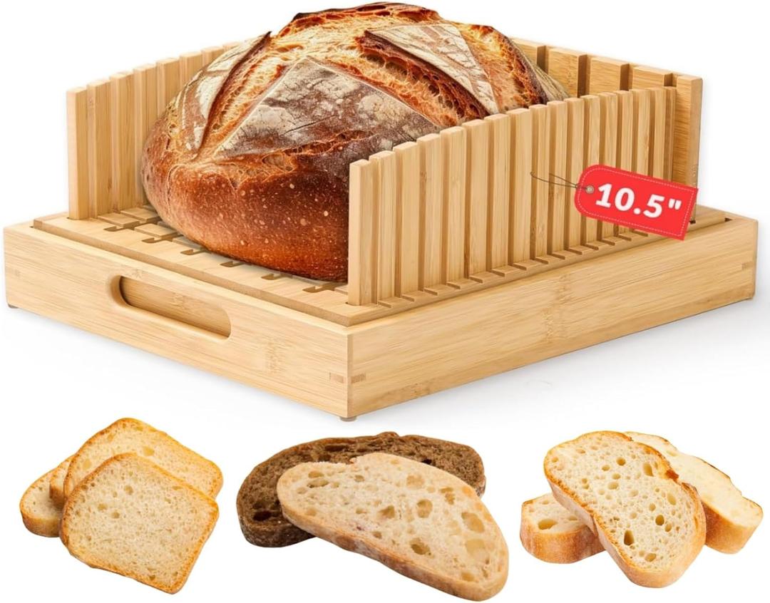 Sourdough Bread Slicer  10.5 Adjustable Bread Cutter for Homemade Bread, Precision Cutting Guide with Grooves, Wide Loaf Slicing Tool & Holiday Gift for Bread Lovers