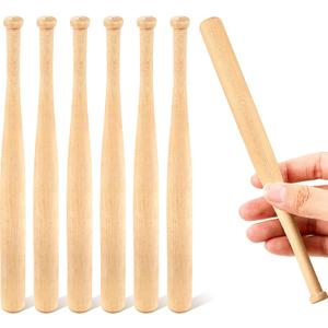 Juexica 6 Pcs 8 Inches Unfinished Mini Baseball Bat Unpainted Small Wooden Bats for Painting Keychain Action Figures DIY Craft Projects Ball Sports Party Favors