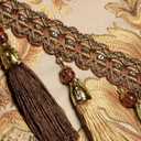Loom and Mill Jacquard Table Runner 72 inches Long, Thick Fabric Floral Table Runners with Handmade Tassels for Dining Room Kitchen Holiday Table Setting Dresser Party Christmas Decor(Khaki,13”x 72”)