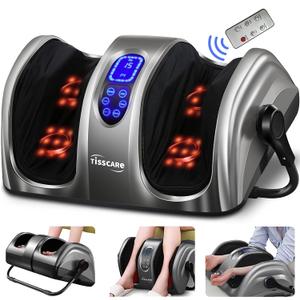 TISSCARE Shiatsu Foot Massager with Heat: FSA HSA Eligible Foot Massager for Neuropathy, Plantar Fasciitis and Pain Relief-Massage Feet/Leg/Calf/Ankle at Home/Office, Christmas Gifts for Women and Men (Gray)