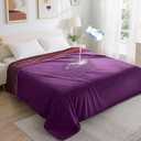 LOOBANI Waterproof Blanket for Bed: Reversible Soft Flannel Twin Bed Blanket 60" x 80", Leakproof Throw Spill-Proof Dog Pet Blanket for Couch, Sofa Protect, Movie Time, Camping, Travel, Purple