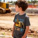 Kids4ever Boys T-Shirts Cotton Alphabet Truck Pattern Short Sleeve Toddler Tee Shirt for 2-6 Years Old (Gray)