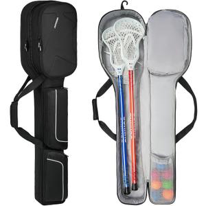 Lacrosse Stick Bag (Up to 46in), Lacrosse Carrying Case for Men Women, Lacrosse Equipment Bag with Shoe Compartment Up to US Men Size 16 (Black) Lacrosse Stick Bag (Up to 46in), Lacrosse Carrying Case for Men Women, Lacrosse Equipment Bag with Shoe Compartment Up to US Men Size 16 (Black)