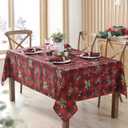 Newbridge Christmas Red Spruce Plaid 60 x 120 Inch Rectangle Fabric Tablecloth  Holly, Pinecones & Evergreen Winter Print, Soil Resistant No-Iron Holiday Dining Table Cover