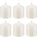 6 Pack 3x3 Inch Pillar Candles, 35 Hours Dripless Smokeless Unscented Candles for Home Weddings Restaurant Spa Church and Emergency Ivory