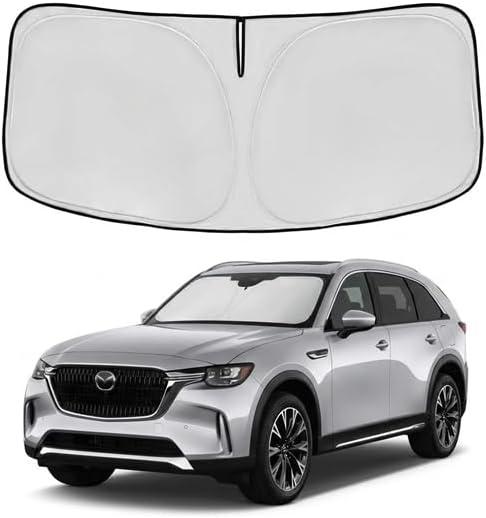 Windshield Sun Shade for Mazda CX-90 2024 2025 2026 Sunshade Front Window Shade Custom Fit CX90 Accessories Sun Visor Foldable Shade Blocks UV Rays Accessories