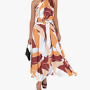 BTFBM Women's Sleeveless One Shoulder Dress Resort Outfits Casual Summer Maxi Sundress Print Belted Long Flowy Dresses, Medium