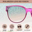 JALEBI Polarized Fit Over Glasses Sunglasses for Women Large Round Cat Eye Shades UV400 Protection Lightweight for Driving