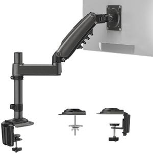 HUANUO Single Monitor Arm, Adjustable Desk Mount for 13-34 inch Screens, Holds 19.8lb, 22.44 inch Max Height, Full Motion Swivel Gaming Monitor Stand with VESA 75x75mm and 100x100mm Compatibility (Black)