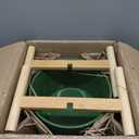 LaDoVita Ceramic Plant Pot with Stand, 10 Inch Planter with Wood Shelf, Modern Round Flower Pots Indoor with Wood Planter Holder, Dark Green Water Ripple Pattern