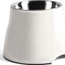 Fluffydream Elevated Dog Bowls, Prevention of Vertebrae Disease, Non-Slip With Stainless Steel Bowl, High Capacity Food Bowls (SnowWhite, M (540ML / 2 Cups))