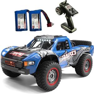 RC Truck 1/14 RC Car Off-Road 4x4 Remote Control Car 30 MPH RC Buggy All Terrain with Proportional Control 390 Motor Metal Chassis Ball Bearing 3 Range Speed 2 Batteries Hobby Toy