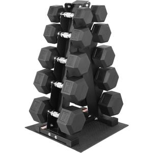 Fitvids Rubber Coated Hex Dumbbell Set with Storage Rack, 100/150/200/550 LB Hand Weight Set with Anti-Slip Grip for Home Gym