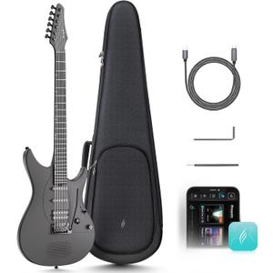 Enya Inspire 39" Smart Electric Guitar - Carbon Fiber Body with Built-in 15W Speaker, 20 Tones & App Control, 4 Presets, Bluetooth, Gig Bag Included (Black)