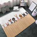 Washable Area Rugs Cover,Group Row Different Dogs Behind White Soft Large Floor Carpets Mats Non-Skid Rug for Boys Girls Room Living Room Bedroom Home Decor 3x5 Ft