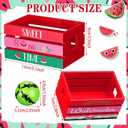 Yulejo Watermelon Mini Crate Summer Tiered Tray Decor with 8 Faux Watermelon Farmhouse Tiered Tray Decor with Faux Fruits Wood Crate for Kitchen Home