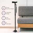 Allay Walking Cane for Men & Women - Foldable, Adjustable, Collapsible Walking Canes for Seniors Balance, Free Standing, Pivot Tip, Heavy Duty, with Travel Bag | Walking Sticks for Seniors & Adults