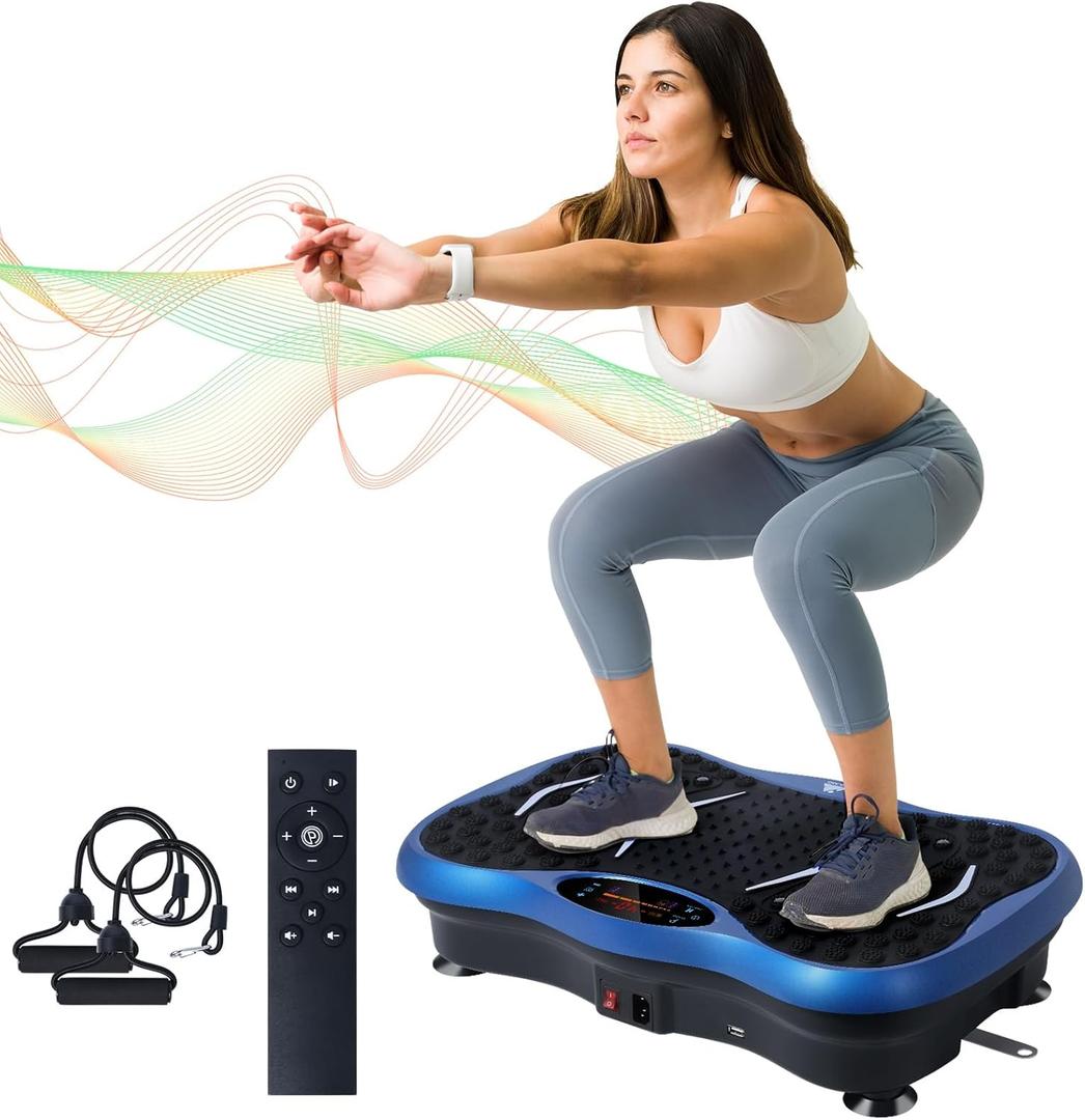 Vibration Plate Exercise Machine, Vibration Platform for Lymphatic Drainage Full Body, 99 Speed Levels, 5 Workout Modes & Resistance Bands, Home Gym Equipment for Shaping, Toning & Weight Loss